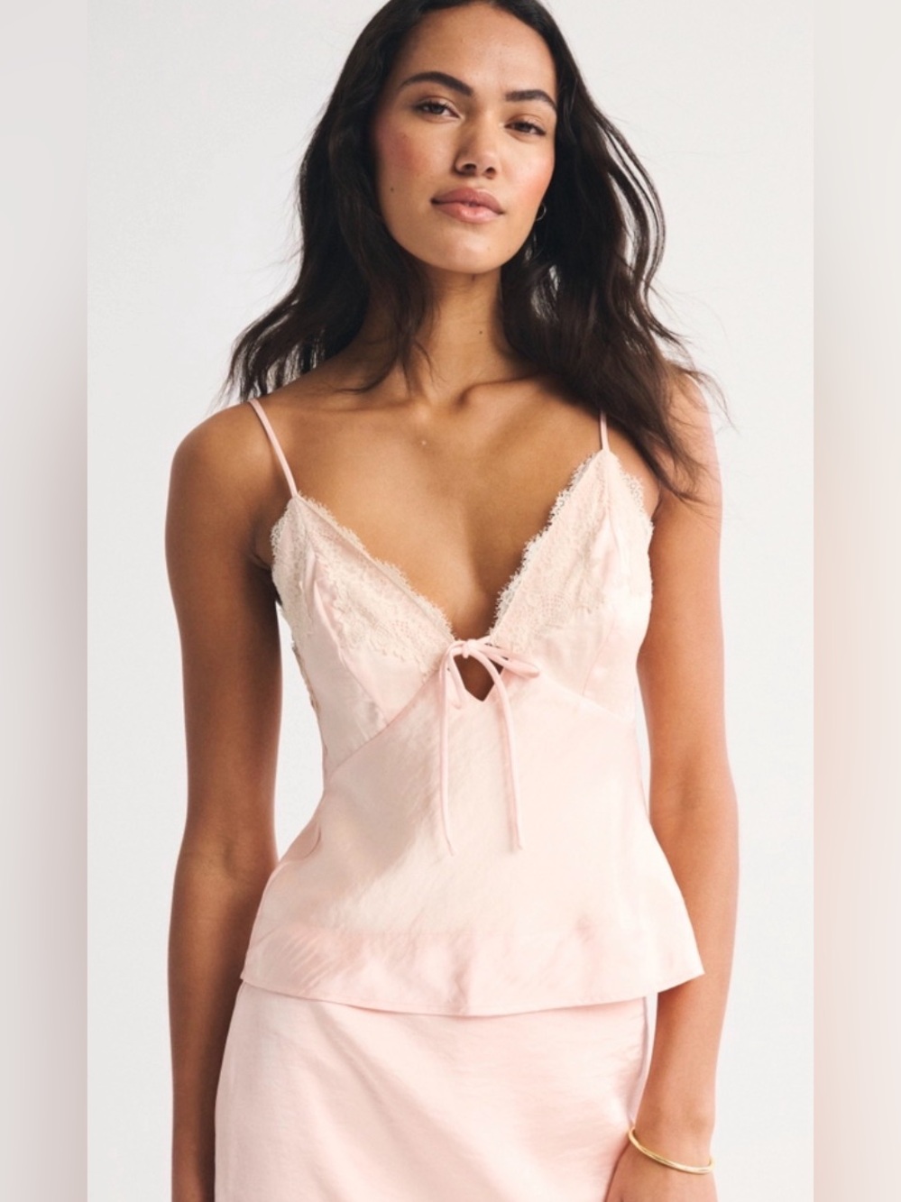 A&F Bella 2-in-1 Reversible Tie-Front Cami Abercrombie Fitch Pink/Yellow Size M